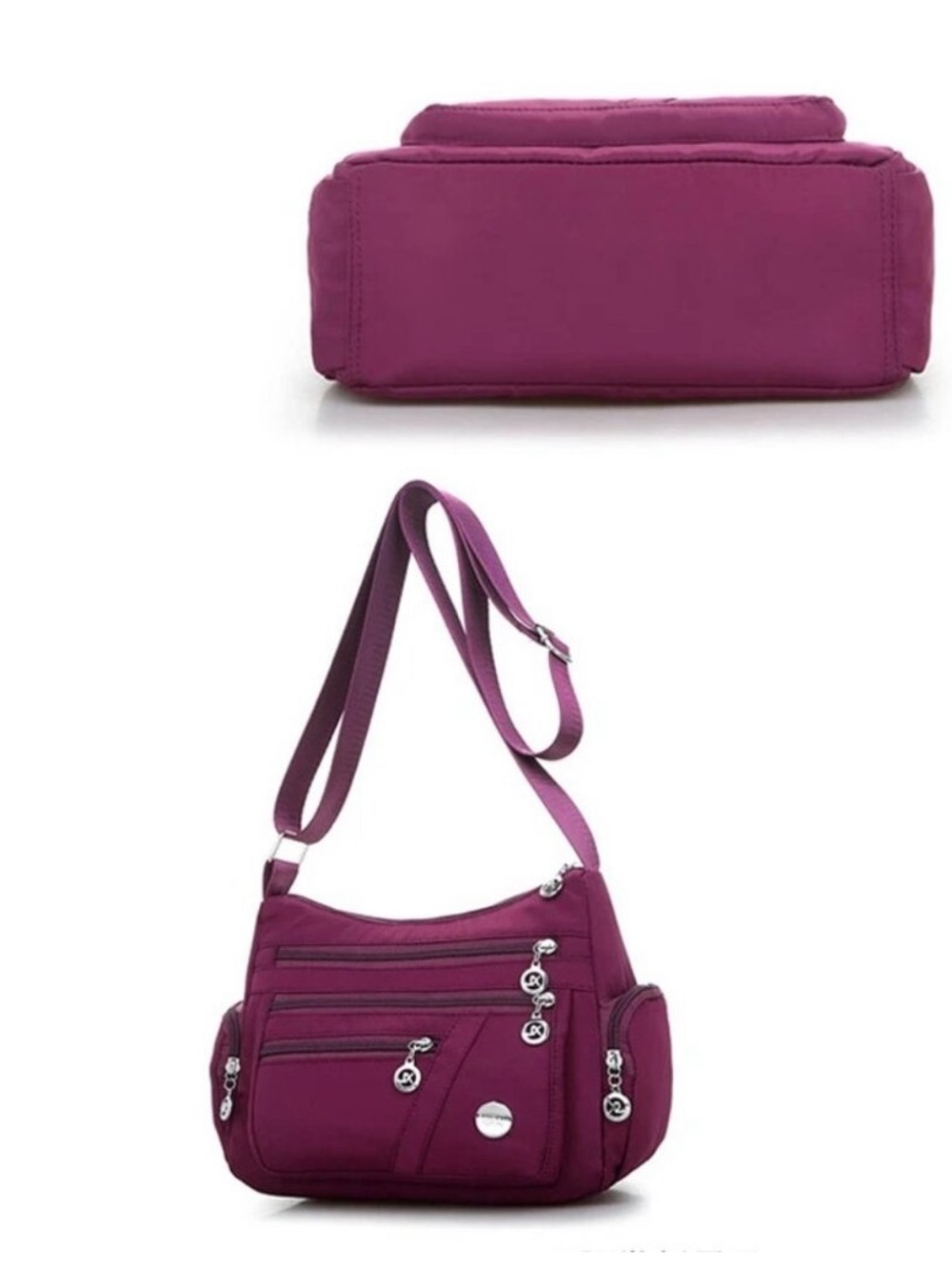 JINGPIN Purple Nylon Crossbody Travel Bag Purse - Picture 10 of 14